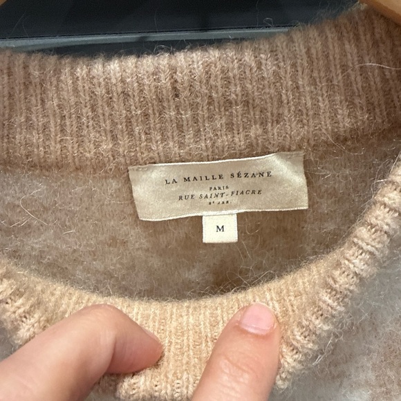 Sezane Plaid Beige and White Women's Sweater Sz M - Picture 2 of 6